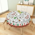 thumbnail image 6 of Nanqianyi Christmas Tablecloth 70 x 70 Inch Round, Santa Claus XMAS Trees Washable Polyester Table Cloth for Holiday Dinner Party Decor, White, 6 of 9