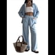 thumbnail image 2 of Conjuntos Casuales de Salón para Mujer, Camisas de Larga con Botones y Pantalones de Pierna , Conjuntos de Chándal Azul L, 2 of 10
