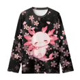 thumbnail image 6 of Jiueut Axolotl Crewneck Sweatshirts for Kids Cute Clothes Size 5-6 Years Cherry Blossom Pullover Tops for Teen Girls Autumn Preppy Clothing Long Sleeve Shirts T Shirts, 6 of 7