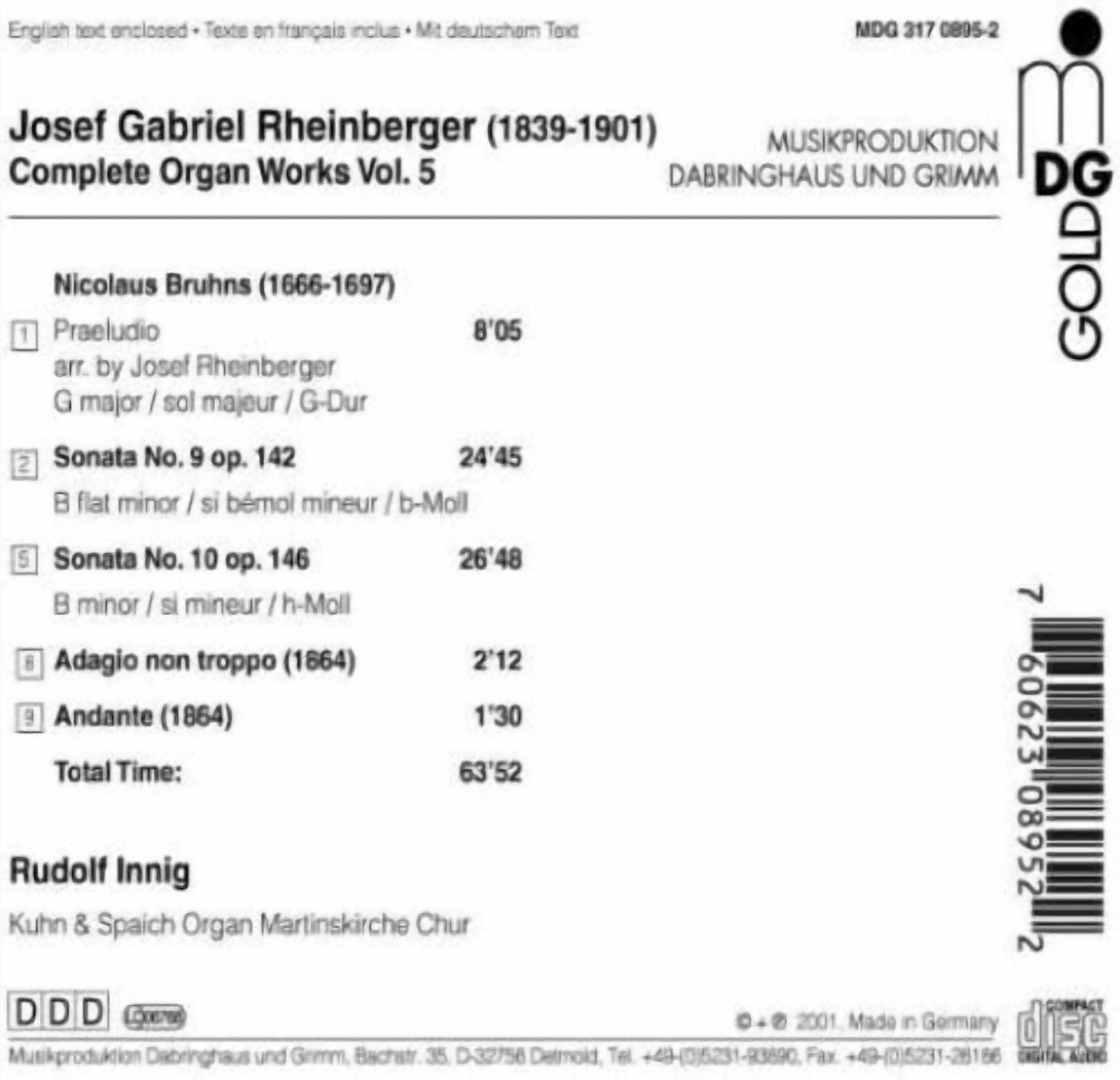Rudolf Innig - Complete Organ Works 5 - Music & Performance - CD