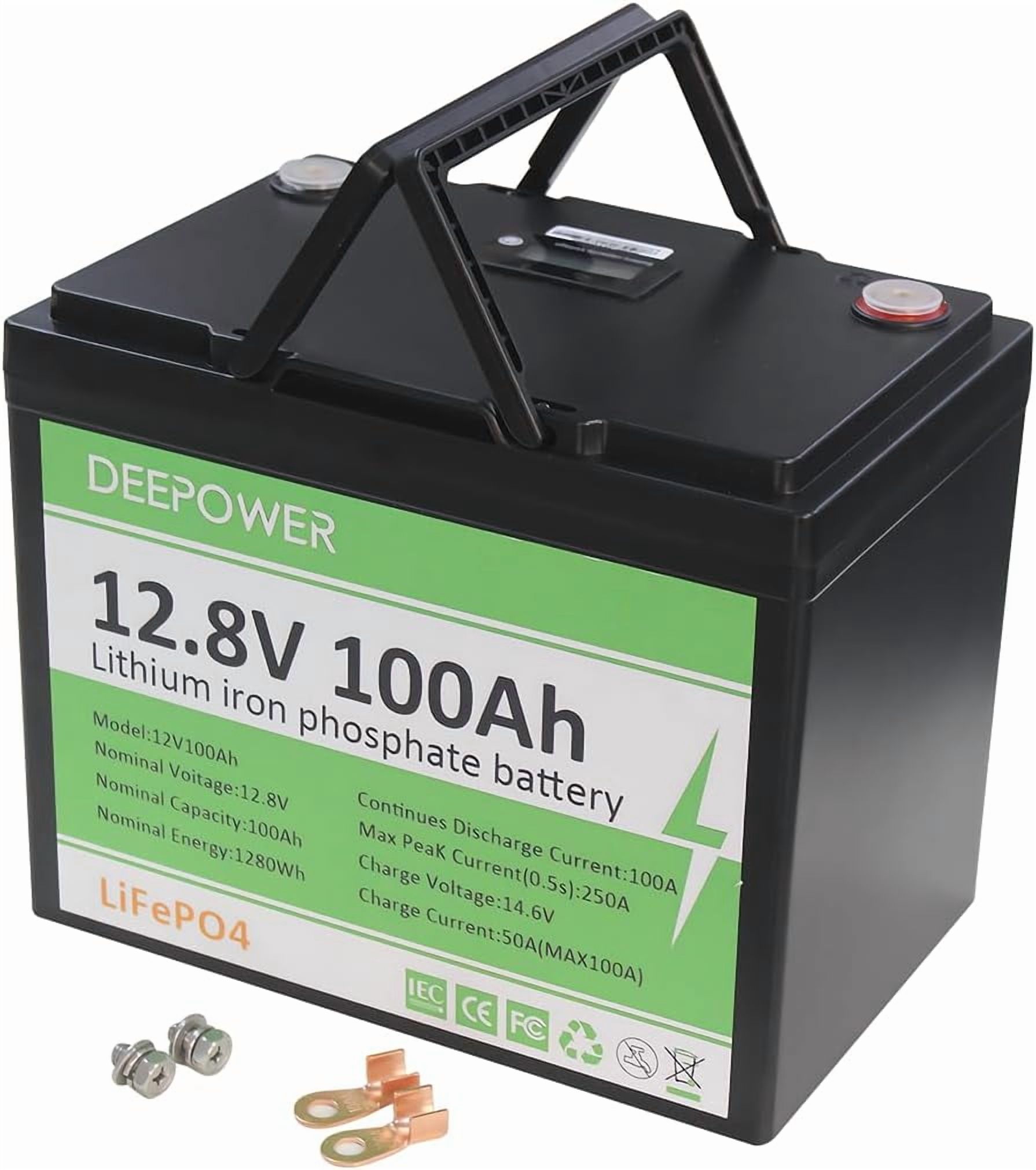 12V 100Ah LiFePO4 Lithium Battery, Grade A Cells, 5000+ Deep Cycle, with 100A BMS, for Home Energy, Boat, Rv, Solar, Backups