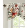 thumbnail image 4 of Christmas Poinsettia Gingerbread Man Window Curtain for Living Room Christmas Kitchen Cabinet Tie-up Valance Curtain Rod Pocket, 4 of 6