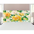 thumbnail image 1 of Rose Headboard, Roses Illustration in Watercolor Painting Effect Ornate Wedding Celebration, Upholstered Decorative Metal Bed Headboard with Memory Foam, Full Size, Yellow Beige Green, by Ambesonne, 1 of 4