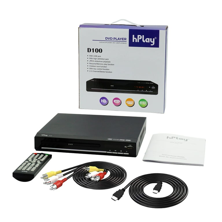 Lecteur DVD Compact pour TV, Lecteur DVD HDMI 1080P pour Toutes Les  régions, mémoire Playbakc, Sortie HDMI/AV, USB 2.0, Support PAL/NTSC :  : High-Tech
