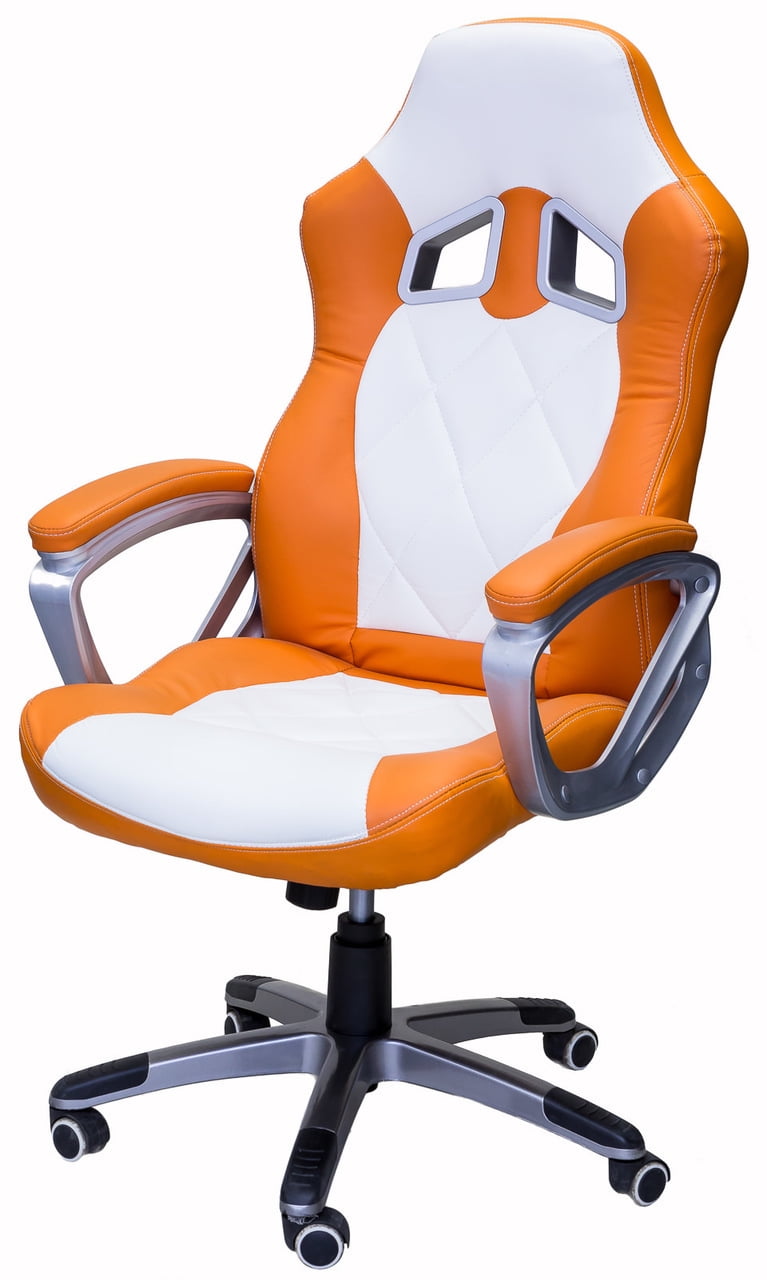 white orange gaming chair