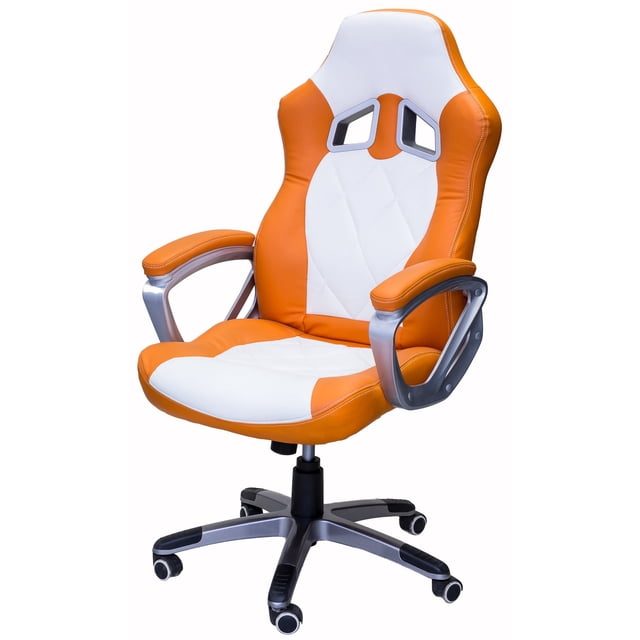 ViscoLogic Chaise de Bureau Ergonomique de Bureau Turbo (Orange Blanc)