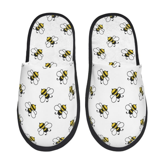 Fotbe Bee Pantuflas Peludas para Mujer con Estampado, Zapatillas de Peluche, Zapatos de Invierno para Casa, Uso Interior y Exterior-Medium
