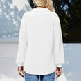 thumbnail image 5 of Women's Openwork Lapel Shirt, Long Sleeve Button Down Blouse, Breathable Loose Fit Top, Cutout Detail Casual Shirt, Woven Fabric Tunic Style Top White L, 5 of 5