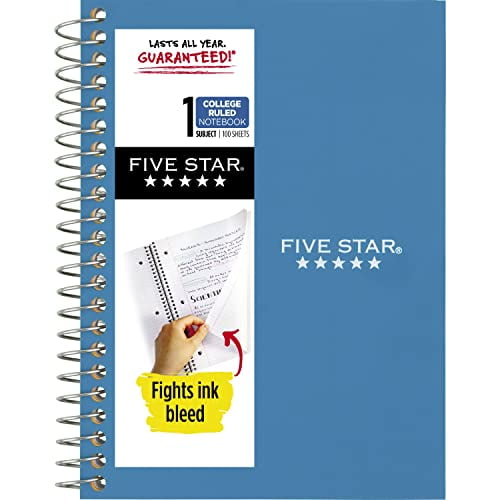 Five Star Personal Spiral Notebook, 1-Subject, College Ruled Paper, 7' x 4-3/8', Small Size, 100 Sheets, Teal Blue (45484AA4)