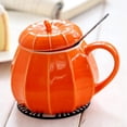 thumbnail image 3 of Mug Pumpkin Mug with Lid - Ceramic Decorations Ornament Coffee Mugs Big Cute Fall Decor Cups Teacup - Birthday Gift Idea, 3 of 8