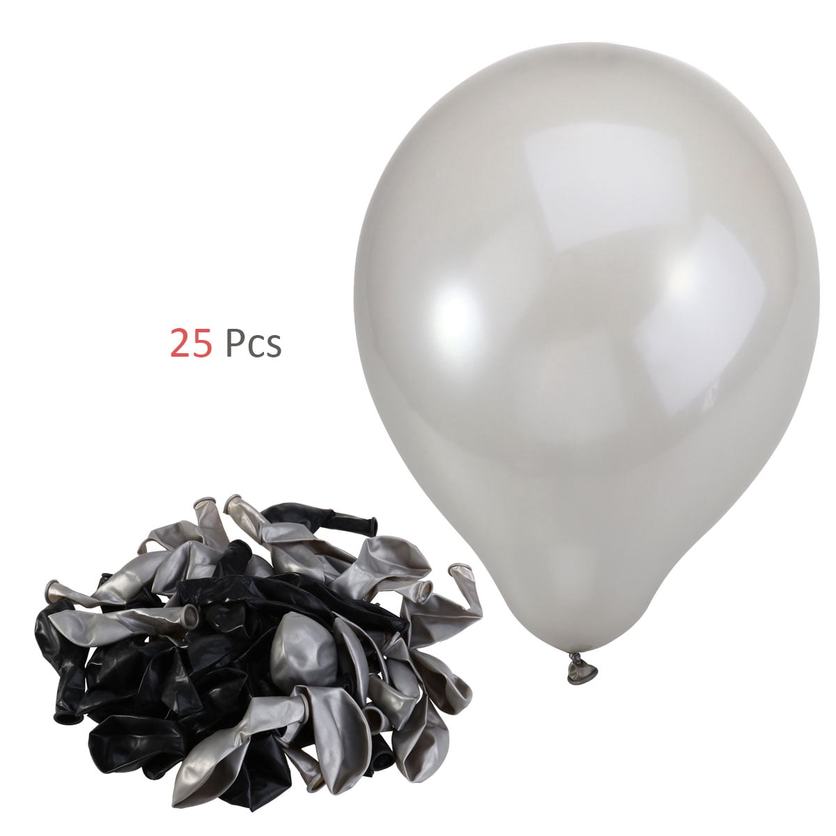NUOLUX 50pcs Round Natural Latex Balloons for Wedding Birthday Party 2.8g Balloons Toy for Kids Having Fun (Black & Silver)