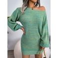 thumbnail image 6 of Women'S Casual Oversized Off-the-Shoulder Lantern Sleeve Sweater Dress Long Chunky Pullover Blue M, 6 of 8