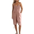thumbnail image 6 of Htigea Clearance Womens Casual Sleeveless Strap Loose Adjustable Jumpsuits Stretchy Shorts Pants Romper with Pockets Pink 2XL, 6 of 6