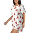 thumbnail image 2 of Naloa Hand Drawn Watermelon Women's Short-Sleeved Pajama Set, Loungewear, Summer pajamas, Breathable Cozy - 4X-Large, 2 of 9
