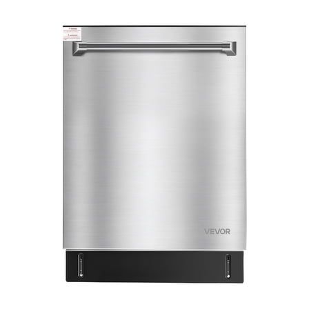 VEVOR 24 Inch Built-In Dishwasher, Stainless Steel Tub, 14 Place Settings and 8 Washing Programs, 23.82 x 25.2 x 33.78 Inch Low-Noise Dishwashing Machine with Upper / Lower Racks and Zoned Storage
