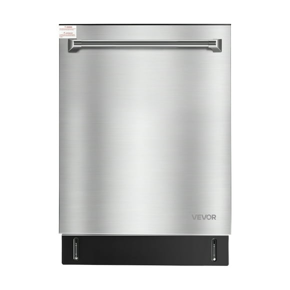 VEVOR 24 Inch Built-In Dishwasher, Stainless Steel Tub, 14 Place Settings and 8 Washing Programs, 23.82 x 25.2 x 33.78 Inch Low-Noise Dishwashing Machine