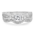 thumbnail image 3 of 1.00 Carat (ctw) 10K White Gold Princess & Round Cut White Diamond Ladies Bridal Split Shank Engagement Ring With Matchi, 3 of 4