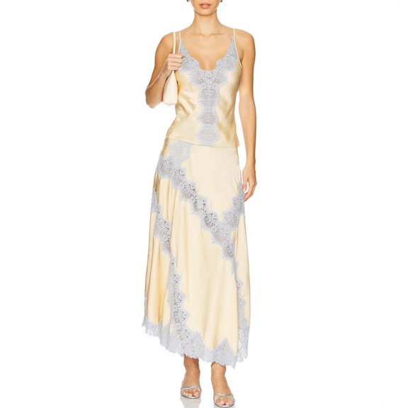 Women Satin Camisole and Skirt Two Piece Set Casual Loose Outfit