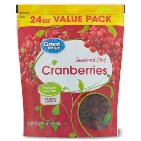 Great Value Dried Cranberries, Sweetened, 24 oz Value Pack