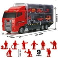 thumbnail image 2 of 19 in 1 Fire Truck with Firefighter Toy Set, Mini Die-cast Fire Engine Car in Carrier Truck, Mini Rescue Emergency Double Side Transport Vehicle for Kid Child Boy Girl Birthday Christmas Party Favors, 2 of 7