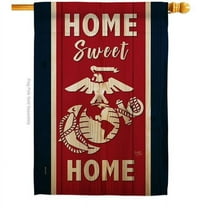 Breeze Decor  Home Sweet Marine Corps House Flag Armed Forces 28 x 40 in. Double-Sided Decorative Vertical Flags for Decoration Banner Garden Yard Gift