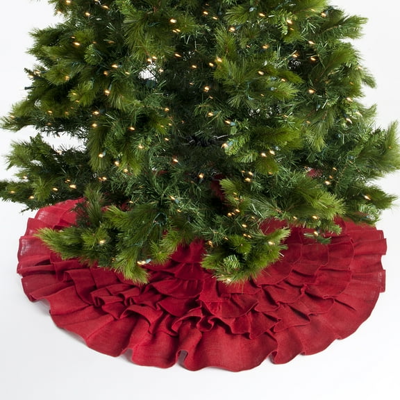 Occasion Gallery Ruffled Jute Burlap Tree Skirt, 56" Round