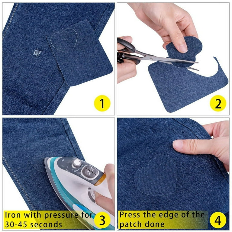 Iron On Denim Patches for Clothing Jeans 3 Colors 12 PCS, Denim