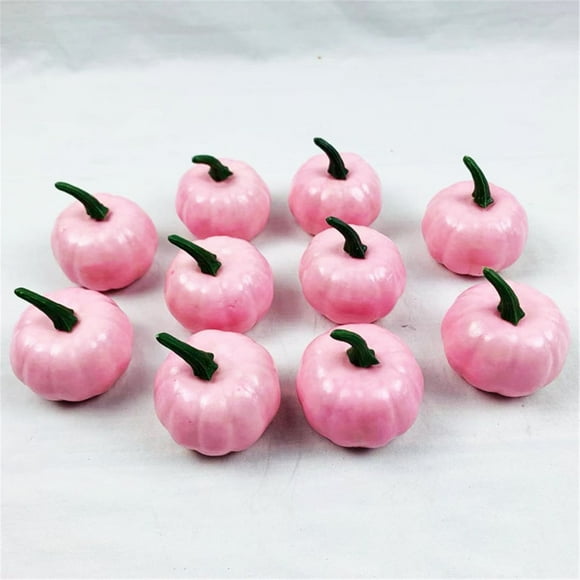 Fridja 10 Pcs Halloween Mini Artificial Pumpkins Fall Harvest Pumpkins Simulation Pumpkins Decorative Faux Pumpkins for DIY Wreath Decoration, Pink