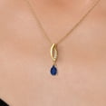 thumbnail image 3 of Gem Stone King 14K Yellow Gold Blue Sapphire and Lab Grown Diamond Pendant Necklace for Women | 0.53 Cttw | Gemstone September Birthstone | Pear Shape 6X4MM | With 18 inch Chain, 3 of 6