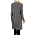 thumbnail image 2 of Womens Open Front Draped Slouchy Pocket Long Cardigan, 2 of 3