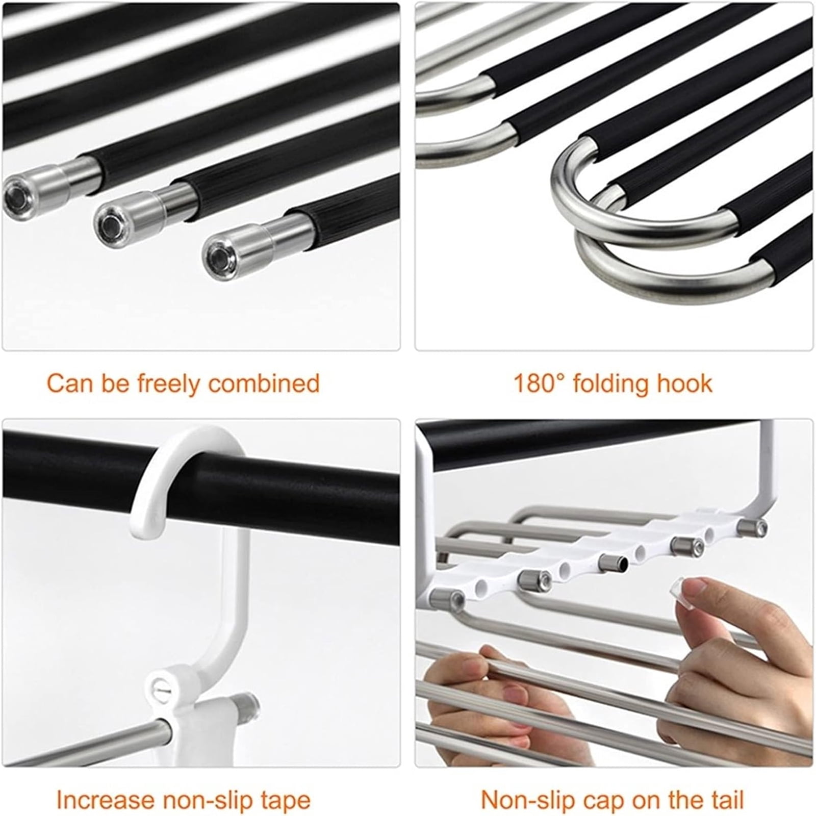 6-Layer Stainless Steel Metal Pants Hangers | Space-Saving Hanger Rack for Men & Women | Folding Clothes Hangers | Multi-Purpose Organizer for Pants, Scarves, Jeans