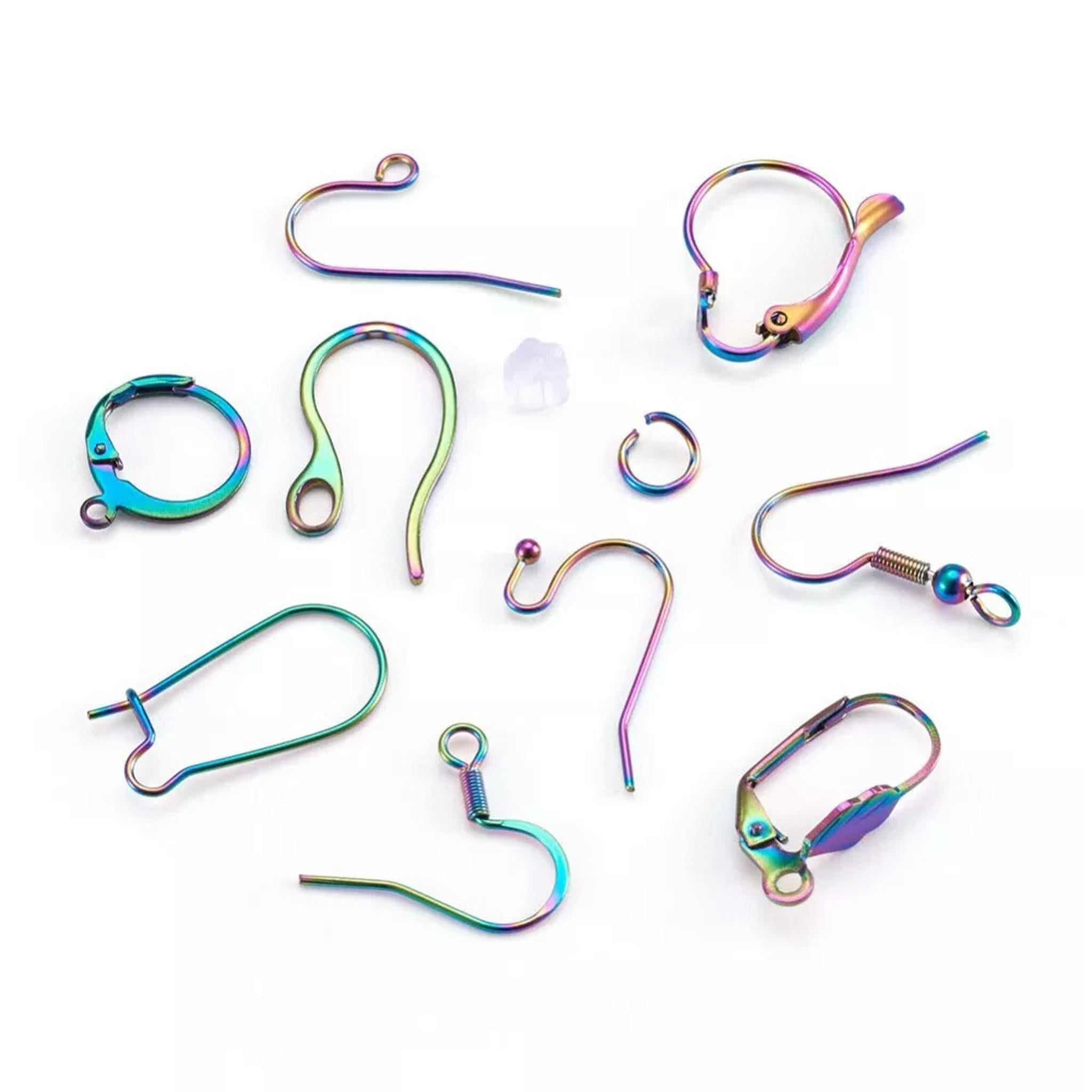 U8MO 1 Box Rainbow Color Leverback Earring Hoop Earring Hooks DIY Jewelry Making Kits