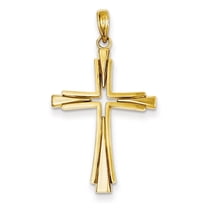 14K Yellow Gold Polished Solid Cross Pendant (39.5 X 21.5) Made In United States d1541