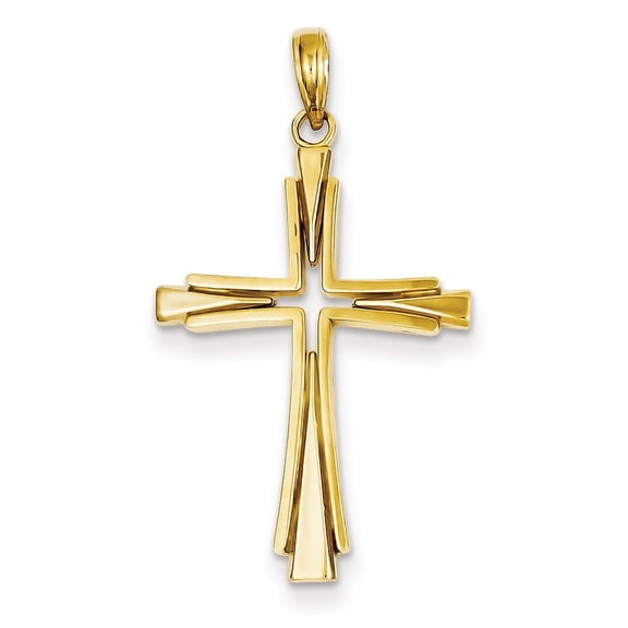 14K Yellow Gold Polished Solid Cross Pendant (39.5 X 21.5) Made In United States d1541