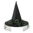 thumbnail image 1 of Sombreros de Halloween, sombrero de encaje de bruja, sombrero ancho acorralado para fiesta de festival, sombrero de poliéster para mujer, 1 of 2