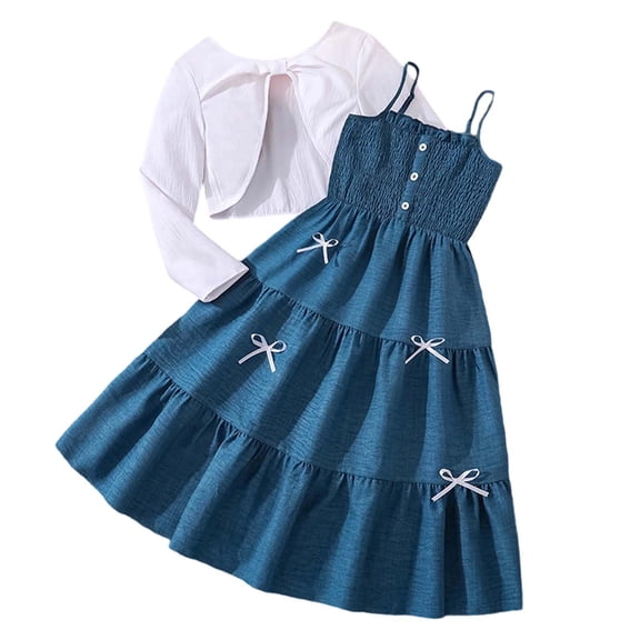 CAIVO Girls Outfits 2 Piece Sets Floral Print Sleeveless Dress With Cardigan Fall Toddler Baby Girl Clothes Casual Playwear Trendy Child Clothes Sets