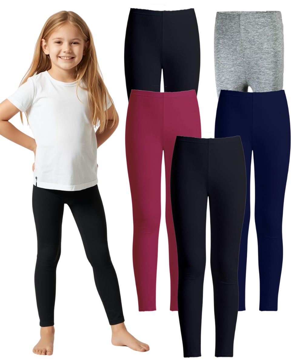 Miss Popular Girls 5-Pack Leggings Cotton Spandex Sizes 4-16 photo 1