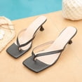 thumbnail image 6 of PiGOGI Women's Pointed Toe Heel Flip Flops Thong Non-Slip Comfortable Sandals Summer Black 5.5, 6 of 8