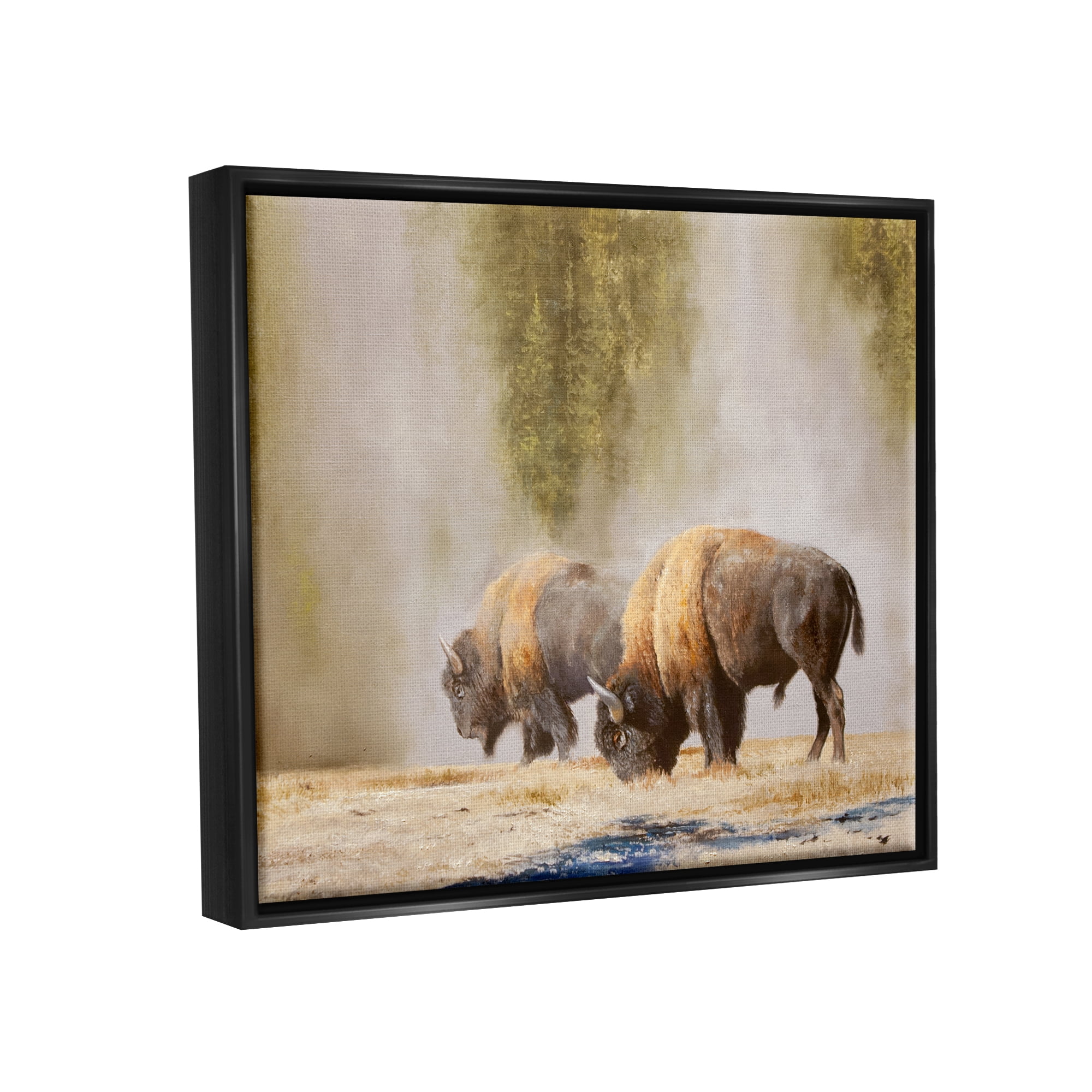 Stupell Industries Bison Wildlife Photography Animals & Insects Painting Black Floater Framed Art Print Wall Art