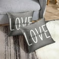 thumbnail image 4 of Set of 2 Throw Pillow Covers Grey Love Lives Here Decorative Polyester Pillow Cases Square Pillowcase for Couch Bed Sofa Home Outdoor Decor Square 18 x 18 Inch Pillowcase, 4 of 6