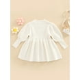 thumbnail image 4 of Franhais Baby Girls Autumn Winter Dress Solid Color Long Sleeve Round Neck Knitted Sweater Dress, 4 of 9