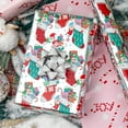 thumbnail image 3 of Christmas Reversible Wrapping Paper Roll - Silver Metallic Foil Shine Sock, Elfin & Pink Candy Cane Design for Christmas, New Year Celebration - Mini Roll - 17 Inch x 33 Feet, 3 of 15