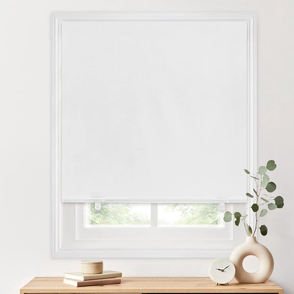 Blackout Door Curtain, No Tools No Drill Cordless Blinds for Windows, Thermal Insulated UV Protection Privacy Window Curtains for French Door Front Door(26''W x 68''H, White, 1 Panel)