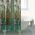 thumbnail image 3 of Waterproof Shower Curtain Stained Glass Meadow Flower Dragonfly Print Polyester Fabric Bath Curtain Home Hotel Apartment Bathroom Shower Curtain 72x72IN, 3 of 4