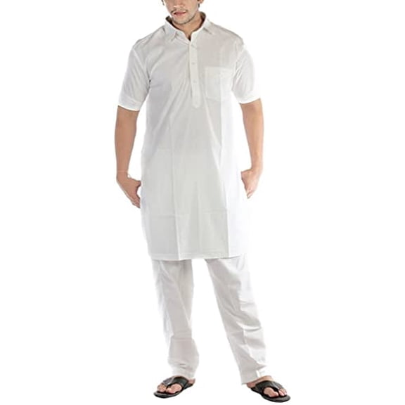 Royal Kurta Men's Cotton Linen Pathani Suit