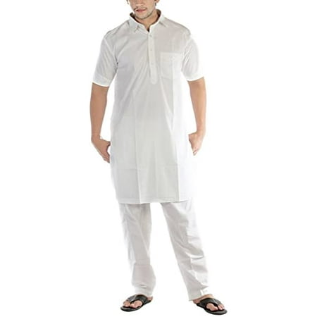 

Royal Kurta Men s Cotton Linen Pathani Suit (White 40)