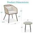thumbnail image 6 of Best Choice Products 3-Piece Outdoor Wicker Bistro Set Patio Chat Conversation Furniture w/ 2 Chairs, Side Table - Ivory, 6 of 6