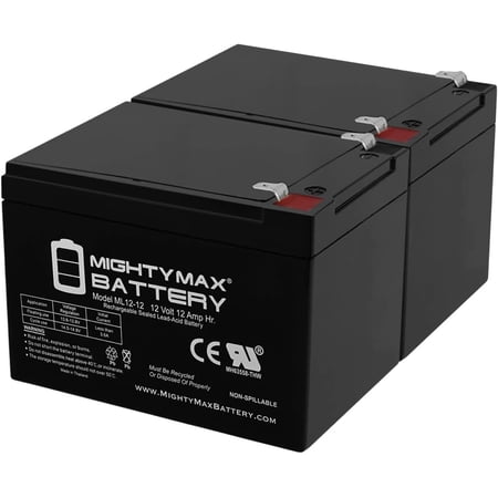 Mighty Max Battery ML12-12 - 12 Volt 12 AH SLA Battery F2 Terminal - PACK OF 2