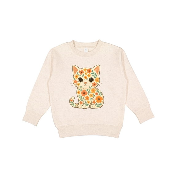 Inktastic Retro Kitty Cat Flowered Toddler Sweatshirt