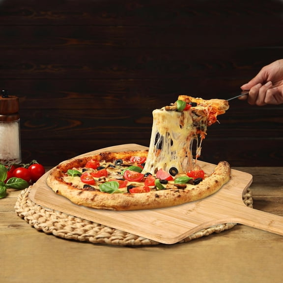 pizza peel 14 inch,16" L x 14" W Plate, with 8" L Wooden Handle, 24" Overall Length,Wooden Pizza Peel.14 IN Pizza Peels (Large)